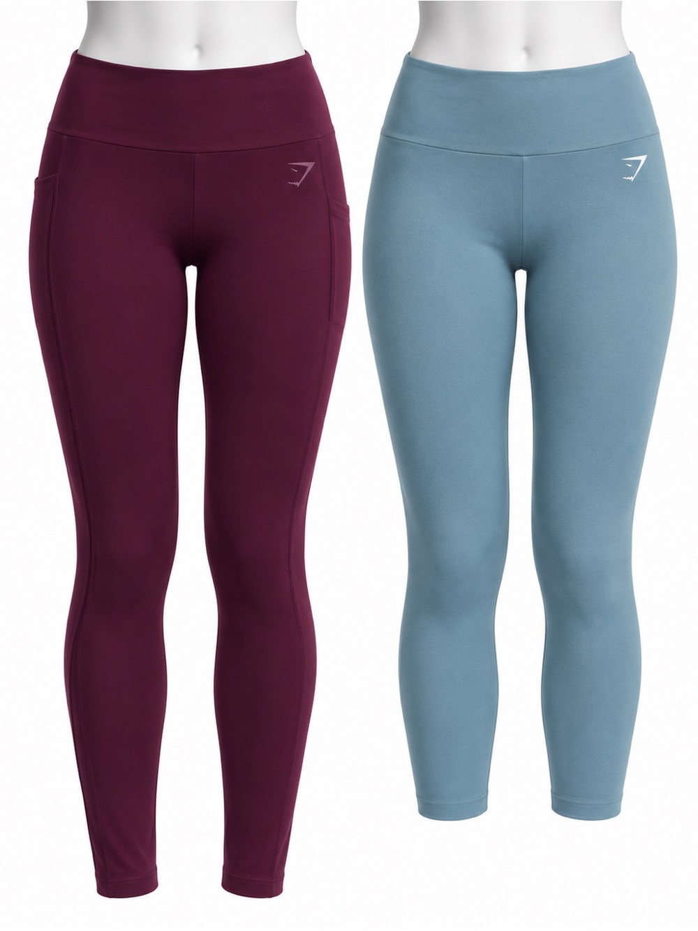 Size S Gymshark Women’s Leggings Lot of 2 Plum Full Length & Blue Cropped